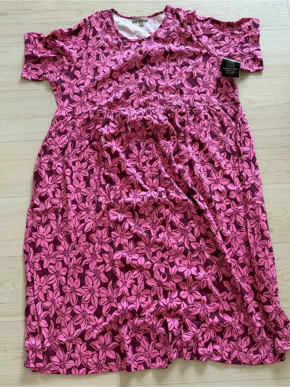 Woman Within Pink Floral Casual Dress